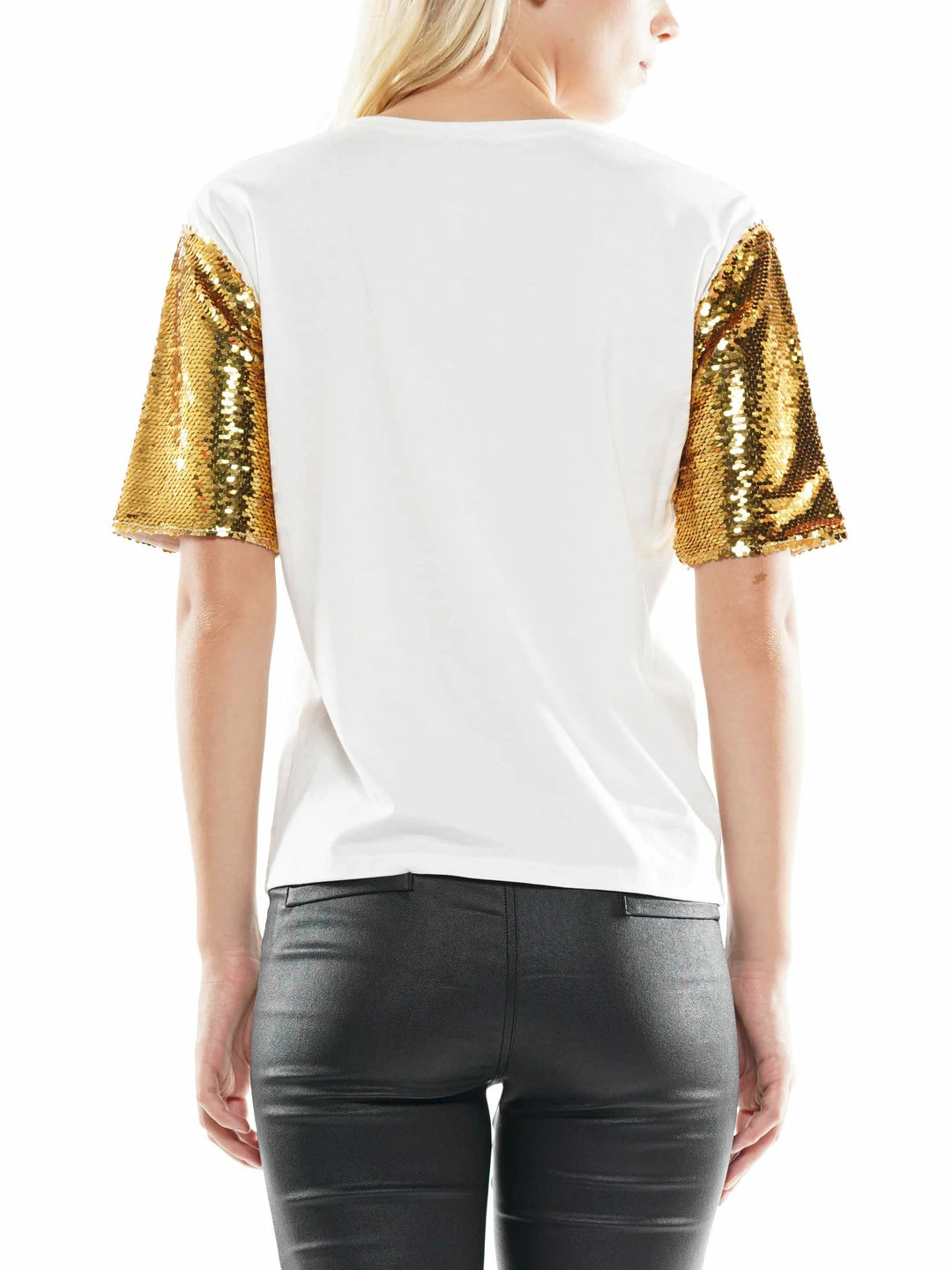 Why Dress Sunglass Girl Patch With Sequin Sleeve T-shirt 5 Why Dress Sunglass Girl Patch With Sequin Sleeve T-shirt