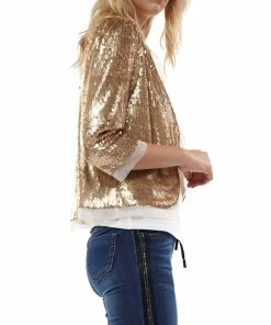 Why Dress Puff Sleeve Sequin Cardigan