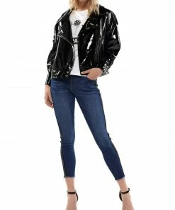 Why Dress Patent Leather Boyfriend Fit Biker Jacket OUTERWEAR