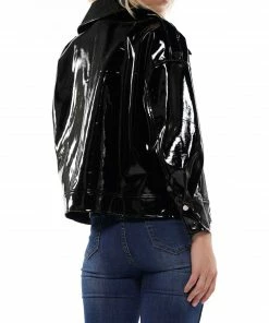 Why Dress Patent Leather Boyfriend Fit Biker Jacket OUTERWEAR