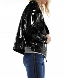 Why Dress Patent Leather Boyfriend Fit Biker Jacket OUTERWEAR