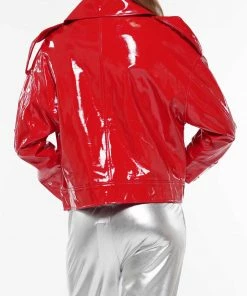 Why Dress Patent Leather Boyfriend Fit Biker Jacket OUTERWEAR