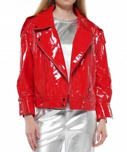 Why Dress Patent Leather Boyfriend Fit Biker Jacket OUTERWEAR