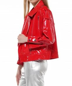 Why Dress Patent Leather Boyfriend Fit Biker Jacket OUTERWEAR