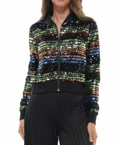 Why Dress Rainbow Sequin Bomber Jacket OUTERWEAR