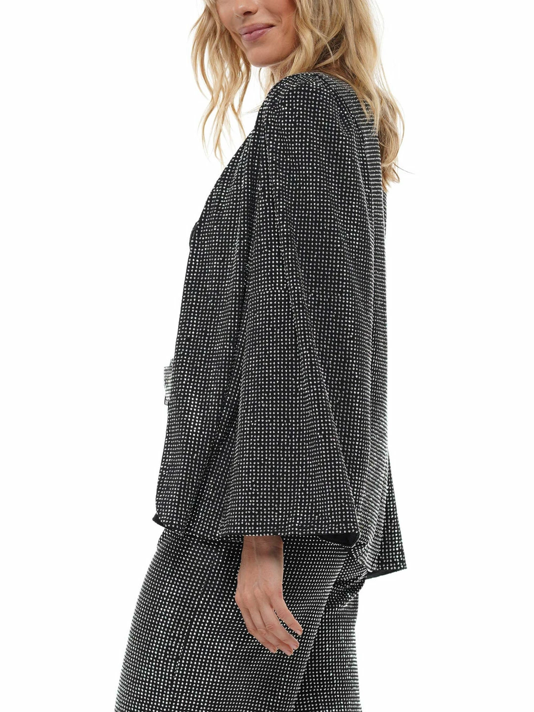 Why Dress Iridescent Rhinestone Slitted Sleeve Jacket OUTERWEAR 4 Why Dress Iridescent Rhinestone Slitted Sleeve Jacket OUTERWEAR