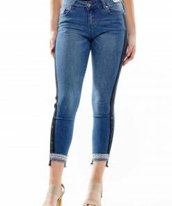 WHY DRESS Sales 33 Why Dress Beaded Line Point Denim BOTTOMS