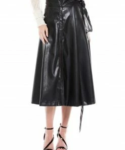 Why Dress Faux Leather Belt Skirt SKIRTS