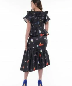 Why Dress Unbalanced Length Butter Fly Pattern Printed On Scuba BOTTOMS 7 Why Dress Unbalanced Length Butter Fly Pattern Printed On Scuba BOTTOMS