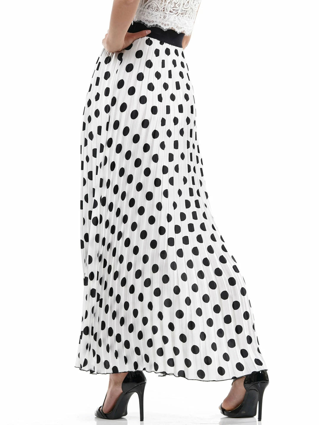 Why Dress Polka Dot Pleated Maxi Skirt 4 Why Dress Polka Dot Pleated Maxi Skirt
