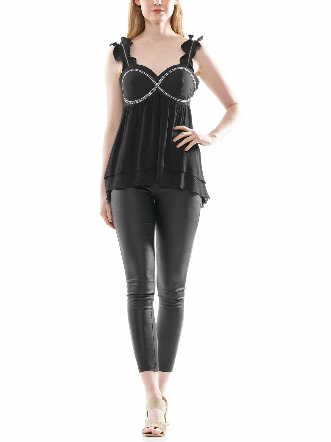 Why Dress Zipper Detail Sleeveless Babydoll Top BLOUSES 6 Why Dress Zipper Detail Sleeveless Babydoll Top BLOUSES