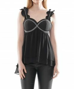 Why Dress Zipper Detail Sleeveless Babydoll Top BLOUSES