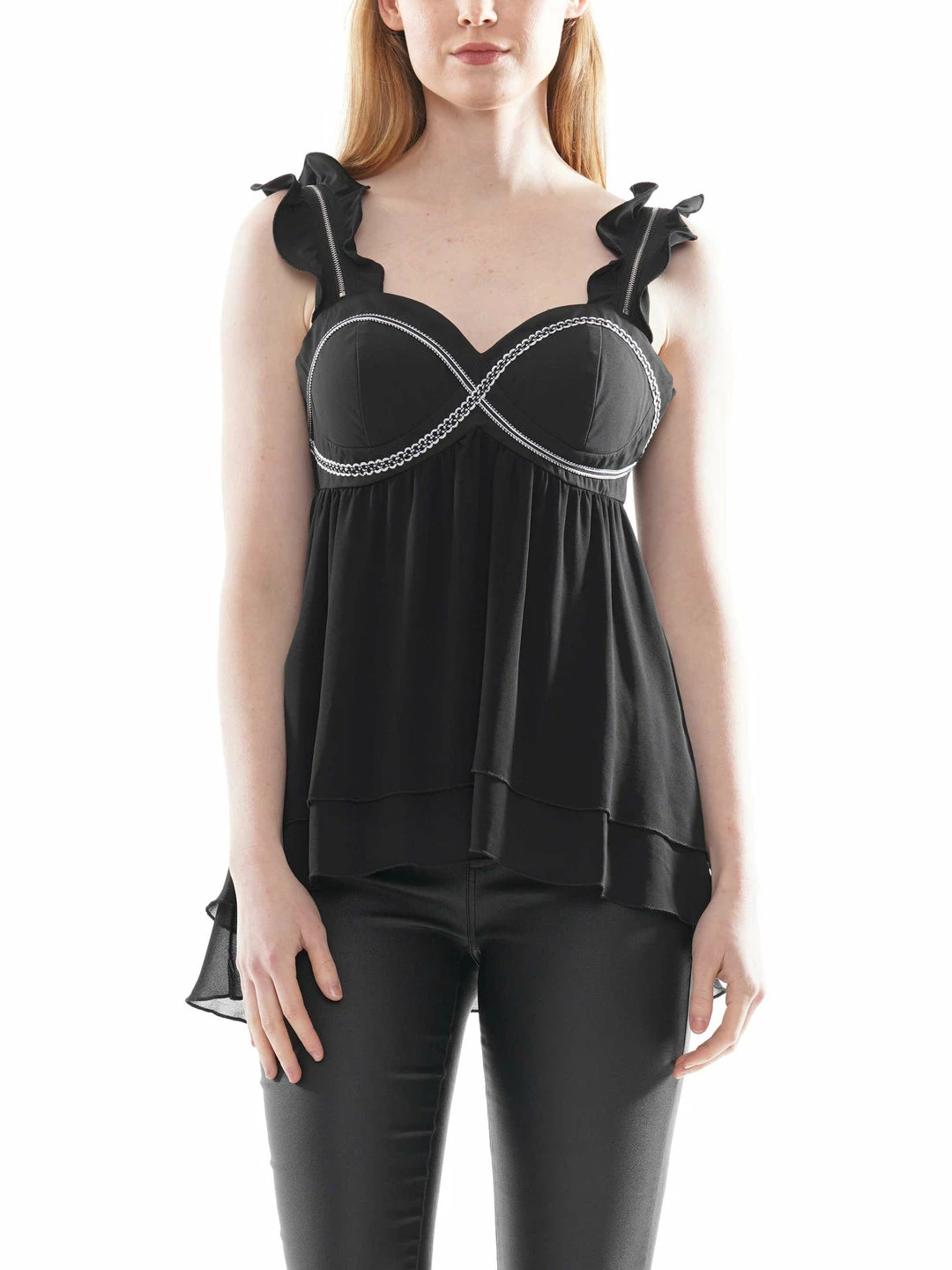 Why Dress Zipper Detail Sleeveless Babydoll Top BLOUSES 3 Why Dress Zipper Detail Sleeveless Babydoll Top BLOUSES