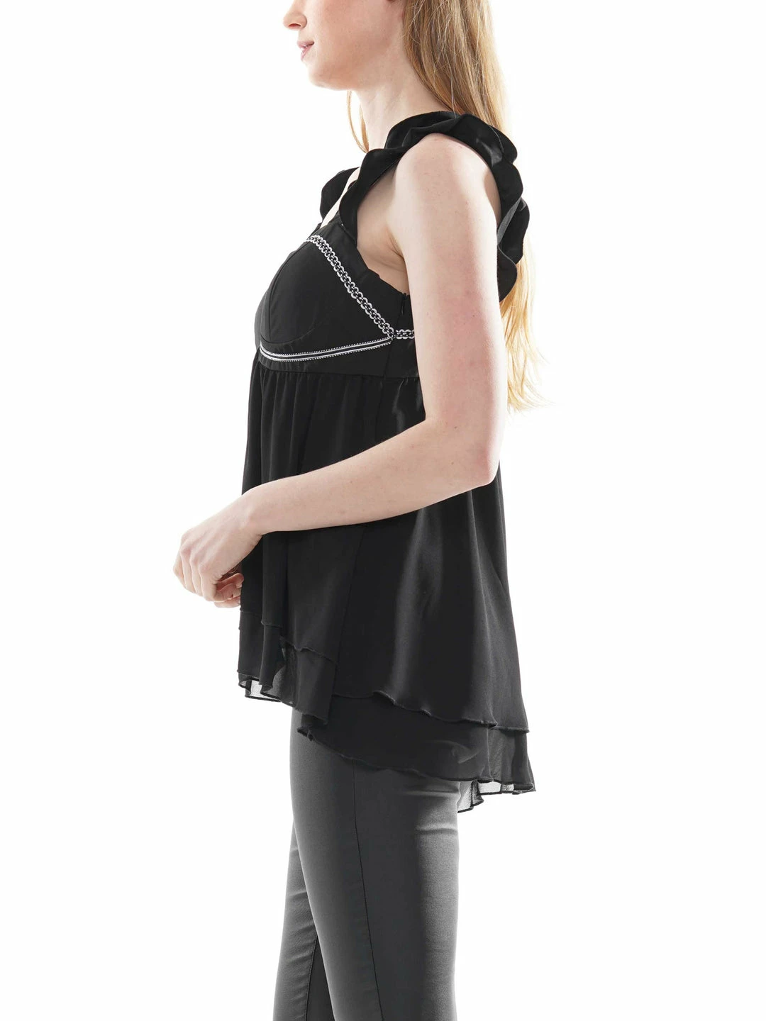 Why Dress Zipper Detail Sleeveless Babydoll Top BLOUSES 4 Why Dress Zipper Detail Sleeveless Babydoll Top BLOUSES