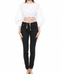 Why Dress Bishop Sleeve Strap Crop Top