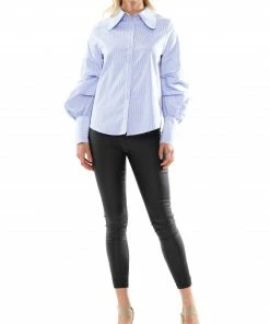 Why Dress Bishop Sleeve Stripe Cotton Shirt Top NEW ARRIVALS 9 Why Dress Bishop Sleeve Stripe Cotton Shirt Top NEW ARRIVALS