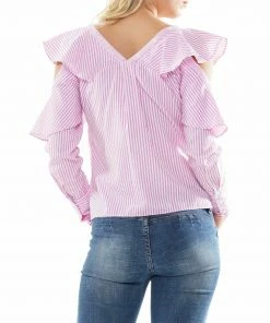 Why Dress V-neck Ruffle Stripe Shirt Top 8 Why Dress V-neck Ruffle Stripe Shirt Top