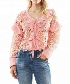 Why Dress Lace Lotus Leaf Long Sleeve Blouse NEW ARRIVALS