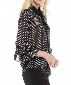 Why Dress Ruffle Cuff Chiffon Tie Blouse