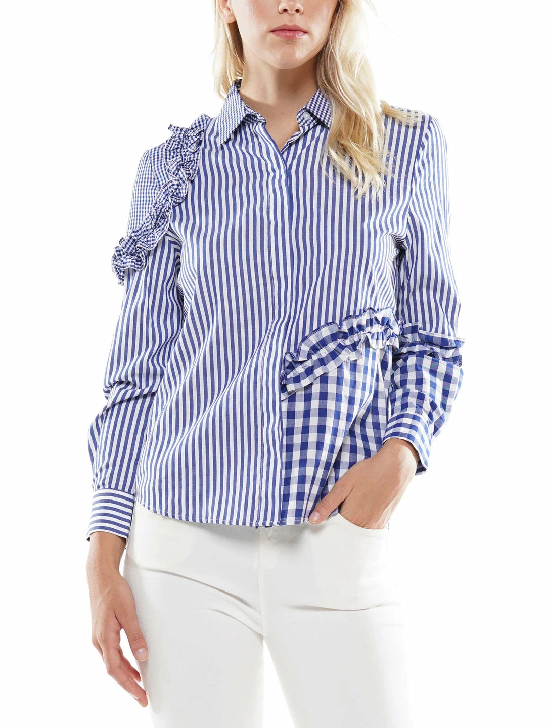 Why Dress Ruffle Detail Stripe Shirt BLOUSES 3 Why Dress Ruffle Detail Stripe Shirt BLOUSES