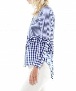 Why Dress Ruffle Detail Stripe Shirt BLOUSES