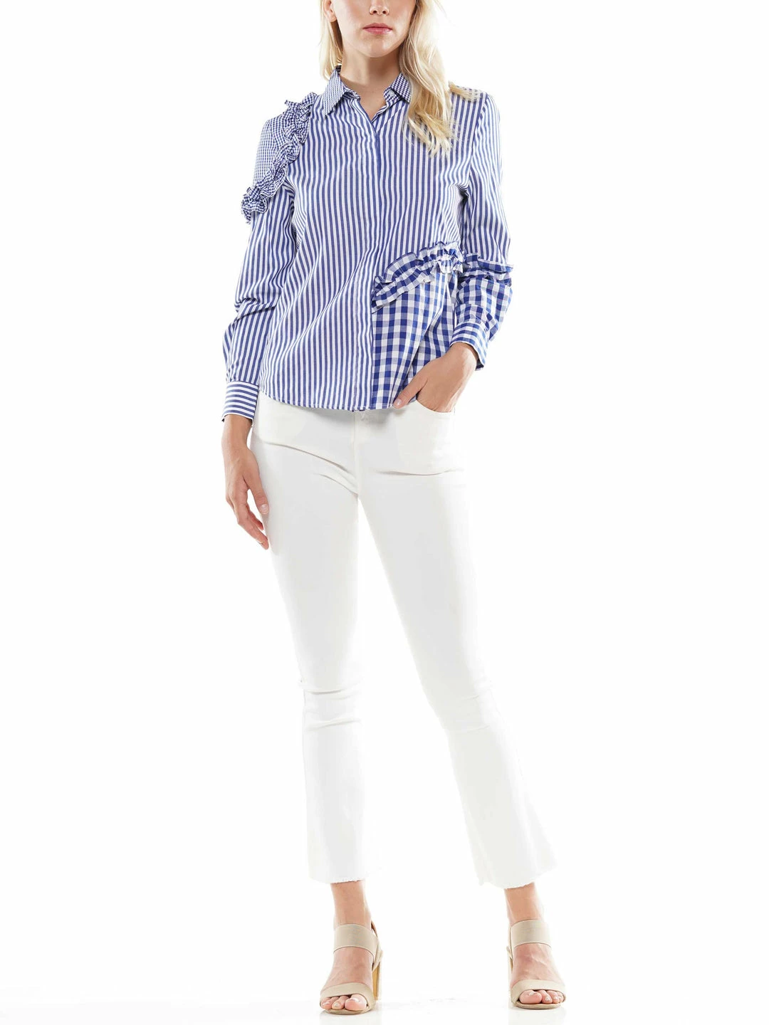 Why Dress Ruffle Detail Stripe Shirt BLOUSES 6 Why Dress Ruffle Detail Stripe Shirt BLOUSES