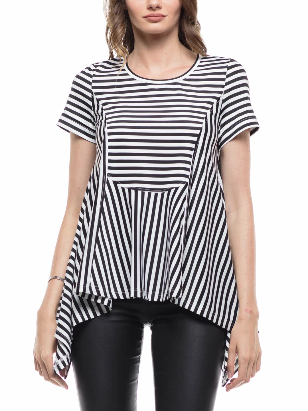 Why Dress High-low Cross Striped Top 3 Why Dress High-low Cross Striped Top