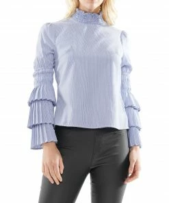 Why Dress Stripe Fabric Pleat Detail Top