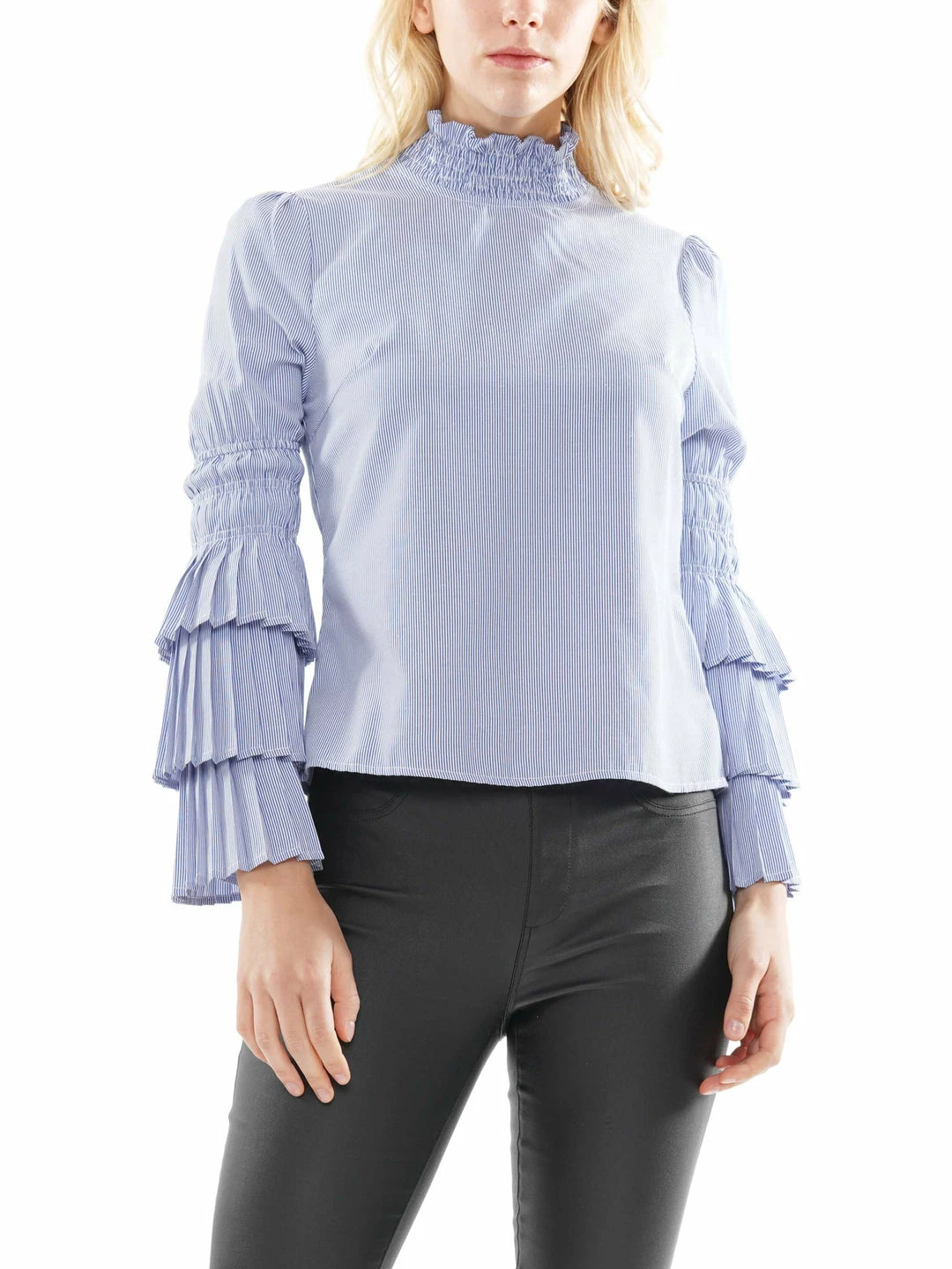 Why Dress Stripe Fabric Pleat Detail Top 3 Why Dress Stripe Fabric Pleat Detail Top