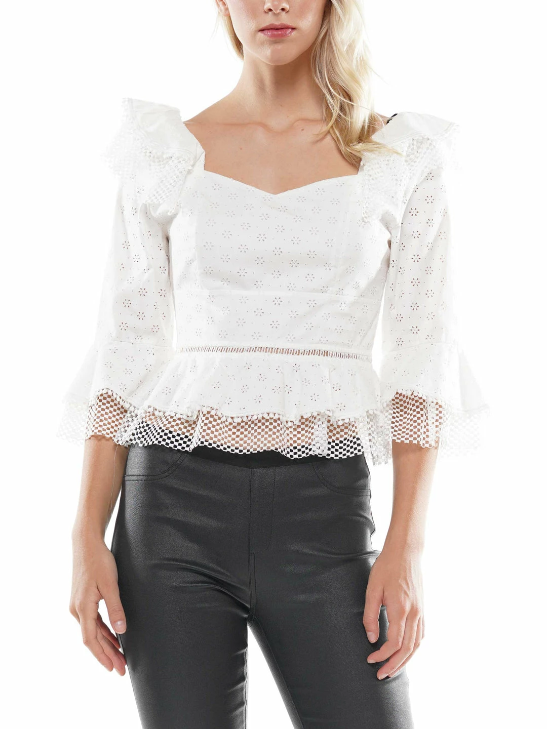 Why Dress Eyelet Ruffle Peplum Blouse 3 Why Dress Eyelet Ruffle Peplum Blouse