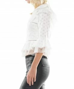 Why Dress Eyelet Ruffle Peplum Blouse