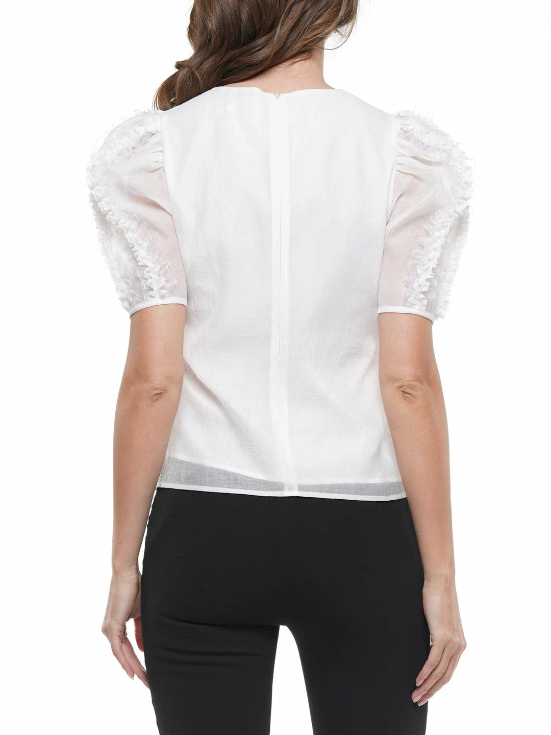 Why Dress Crinkled Organza Detailed Sleeve Top TOPS 9 Why Dress Crinkled Organza Detailed Sleeve Top TOPS