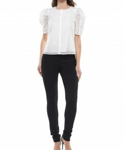 Why Dress Crinkled Organza Detailed Sleeve Top TOPS 17 Why Dress Crinkled Organza Detailed Sleeve Top TOPS