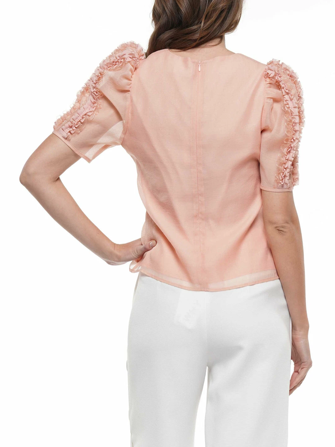 Why Dress Crinkled Organza Detailed Sleeve Top TOPS 5 Why Dress Crinkled Organza Detailed Sleeve Top TOPS