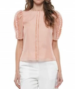Why Dress Crinkled Organza Detailed Sleeve Top TOPS