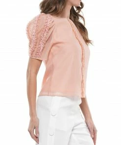Why Dress Crinkled Organza Detailed Sleeve Top TOPS