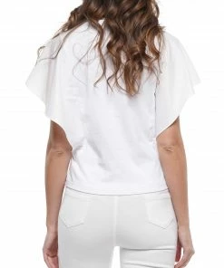 Why Dress Flutter Sleeve Graphic Patch With Pompom T-shirt 8 Why Dress Flutter Sleeve Graphic Patch With Pompom T-shirt