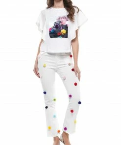 Why Dress Flutter Sleeve Graphic Patch With Pompom T-shirt 9 Why Dress Flutter Sleeve Graphic Patch With Pompom T-shirt