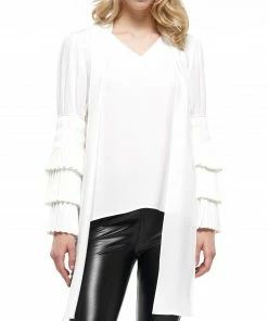 Why Dress Tie Neck And Pleated Sleeve Top BEST SELLER