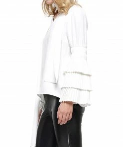 Why Dress Tie Neck And Pleated Sleeve Top BEST SELLER