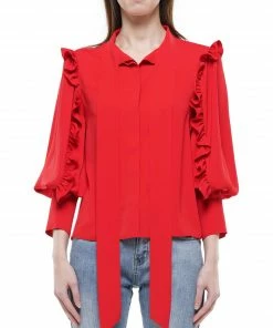 Why Dress Ruffle Bishop Sleeve Blouse