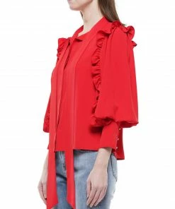 Why Dress Ruffle Bishop Sleeve Blouse