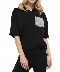 Why Dress Short Sleeve Hoodie Feature Heat Stone Trim