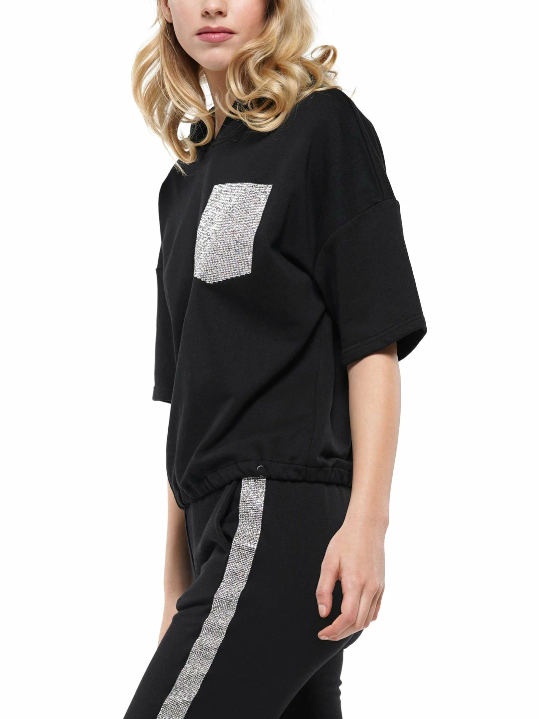 Why Dress Short Sleeve Hoodie Feature Heat Stone Trim 4 Why Dress Short Sleeve Hoodie Feature Heat Stone Trim