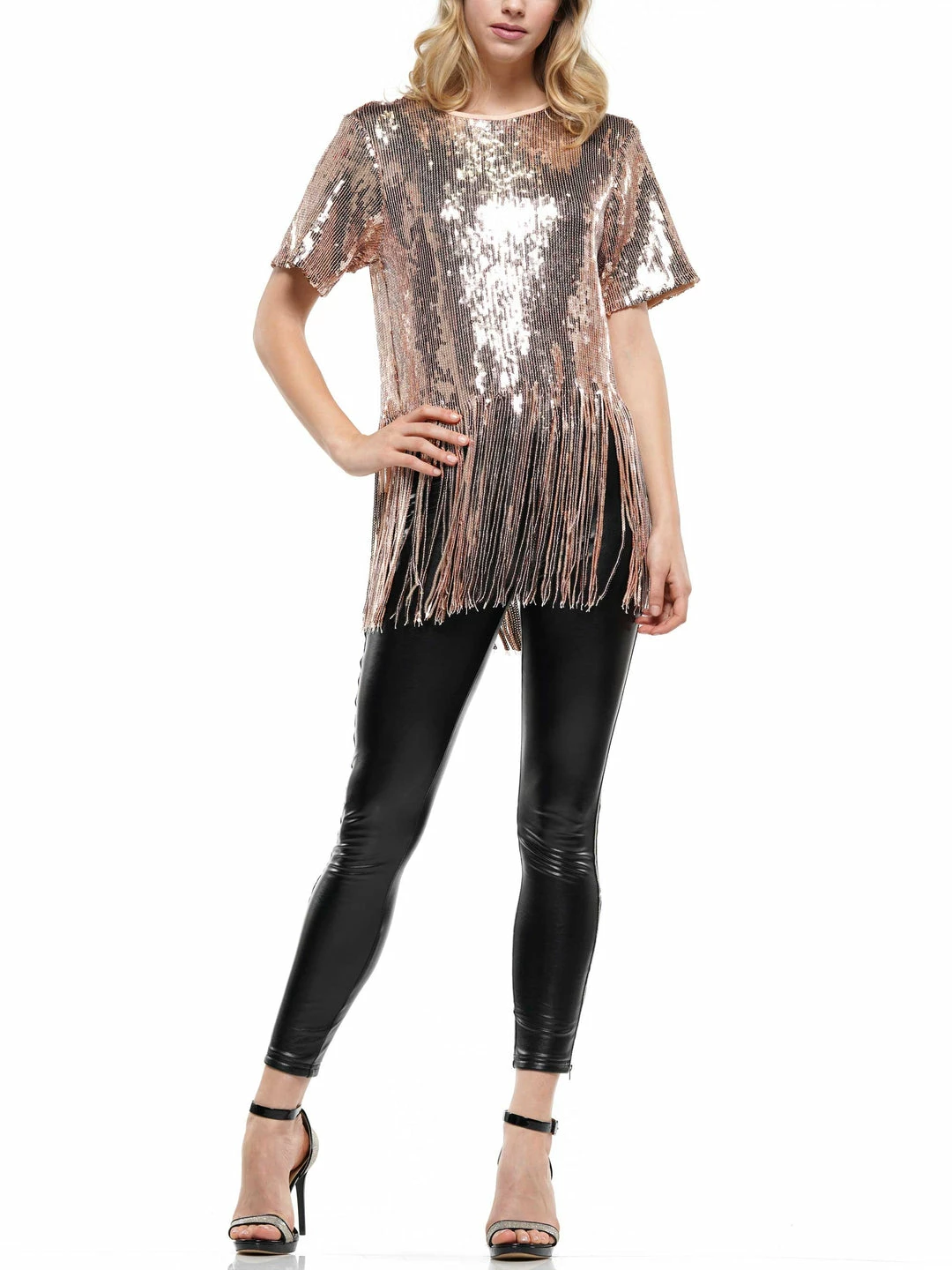 Why Dress Fringe Trim Sequin Top TOPS 6 Why Dress Fringe Trim Sequin Top TOPS