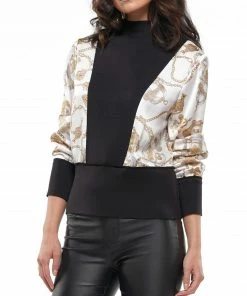 Why Dress Scarf Print Long Sleeve Top SWEATSHIRTS