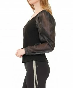 Why Dress TOPS Organza Puff Sleeve Top