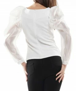 Why Dress TOPS Organza Puff Sleeve Top