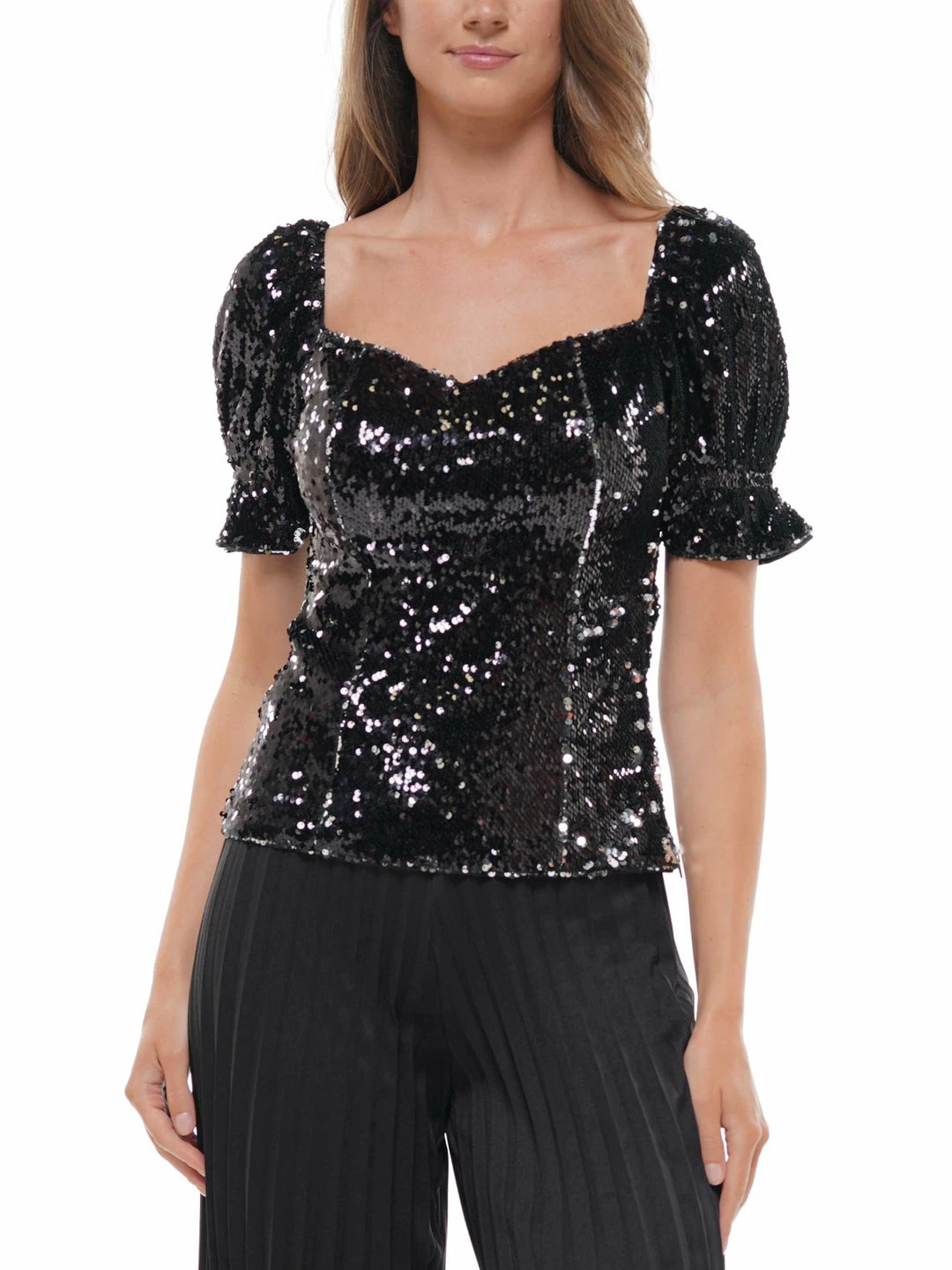 Why Dress TOPS Sequin Puff Sleeve Top 3 Why Dress TOPS Sequin Puff Sleeve Top