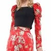 Why Dress TOPS Scarf Printed Puff Sleeve Crop Top 2 Why Dress TOPS Scarf Printed Puff Sleeve Crop Top